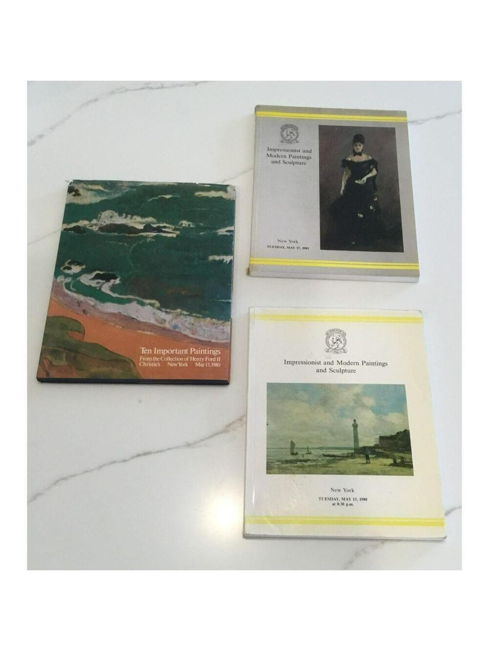 3 Vtg Christie's Impressionist Art Auction Catalogs from 80's W/ Henry Ford art